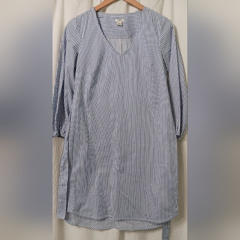 J. Crew Womens Blue Striped Belted Dress Size XS